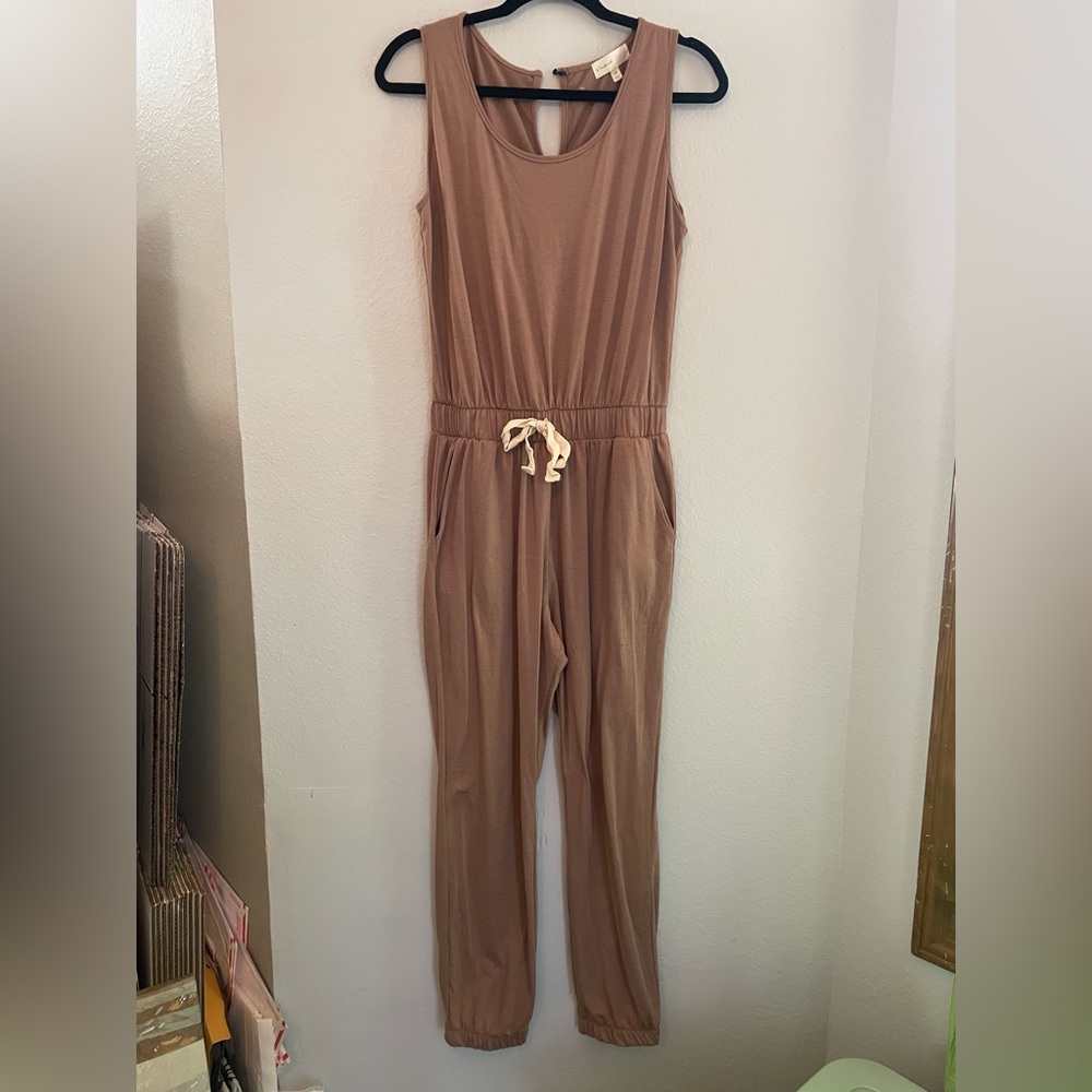 NWOT Perfect Peach Tan Casual Jumpsuit